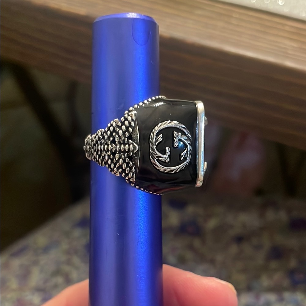 GUCCI emerald Green Silver Ring-161 - Picture 6 of 16